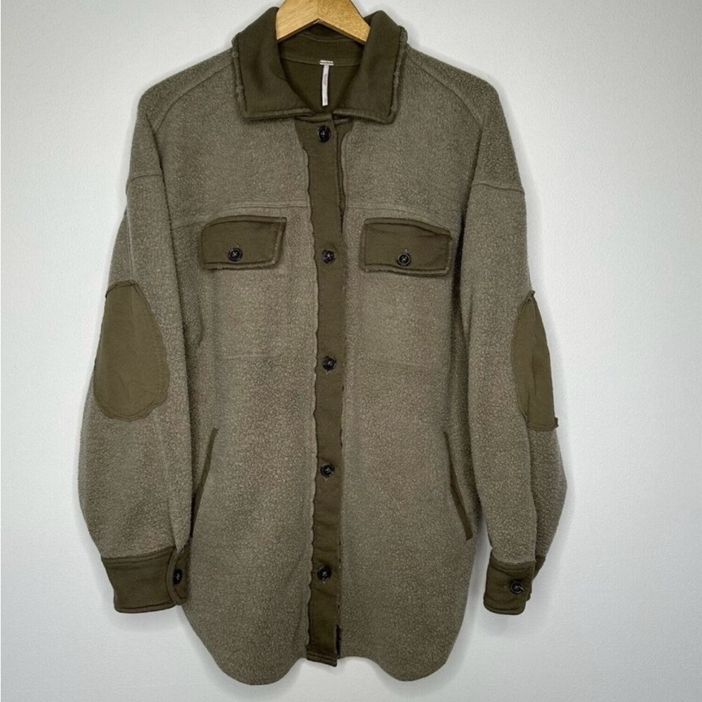 Free people Ruby Jacket Size S Green Shacket Oversized Fleece Boho